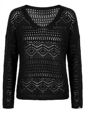 Witchy Whimsygoth  Grunge Pointelle Knit V-Neck Top Crochet Sz M-L